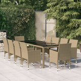 vidaXL 11-delige Tuinset poly rattan grijs