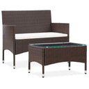 vidaXL 2-Piece Lounge Set with Cushion Poly Rattan Brown