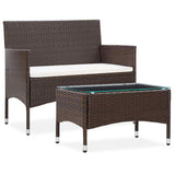 vidaXL 2-Piece Lounge Set with Cushion Poly Rattan Brown