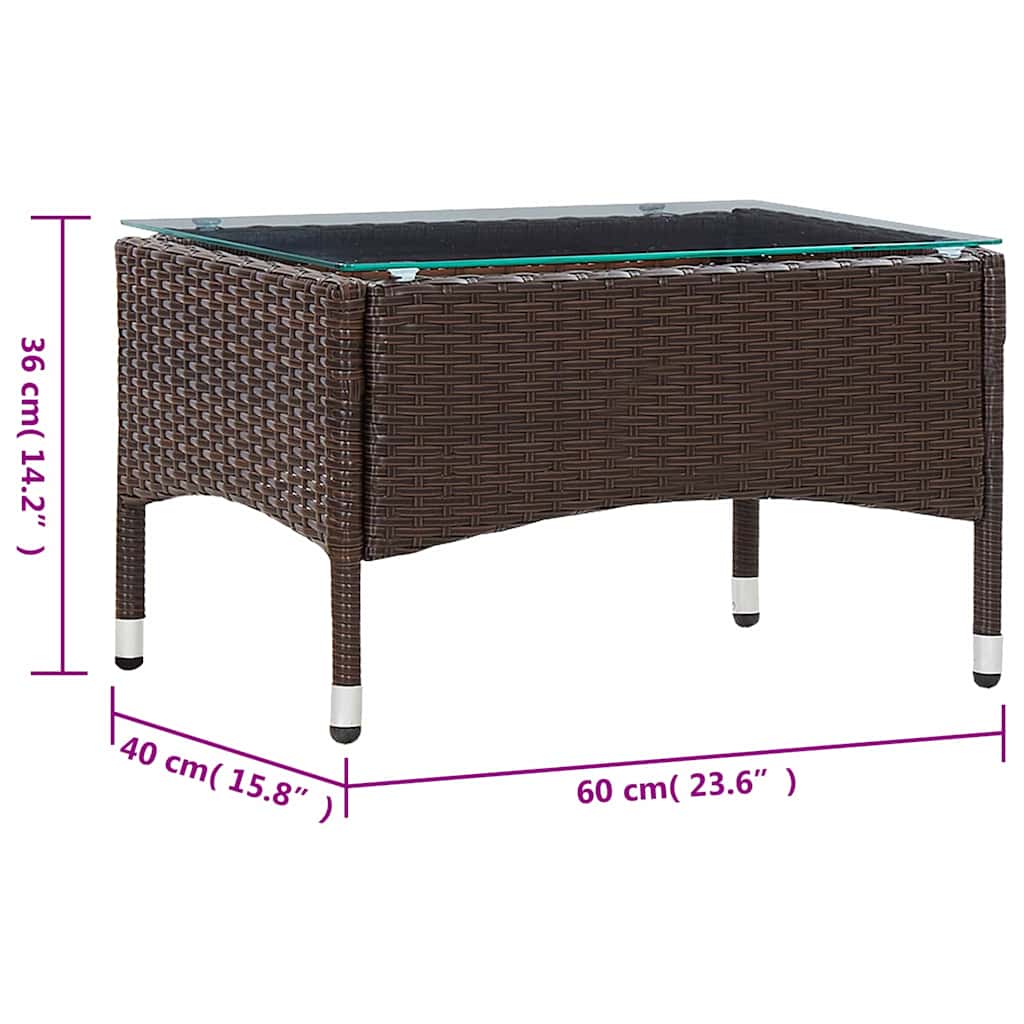 vidaXL 2-Piece Lounge Set with Cushion Poly Rattan Brown