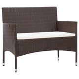 vidaXL 2-Piece Lounge Set with Cushion Poly Rattan Brown