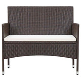 vidaXL 2-Piece Lounge Set with Cushion Poly Rattan Brown