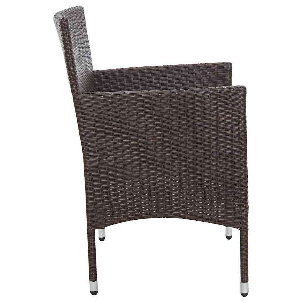 vidaXL 2-Piece Lounge Set with Cushion Poly Rattan Brown