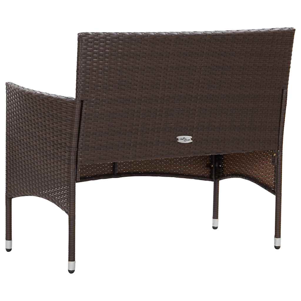 vidaXL 2-Piece Lounge Set with Cushion Poly Rattan Brown
