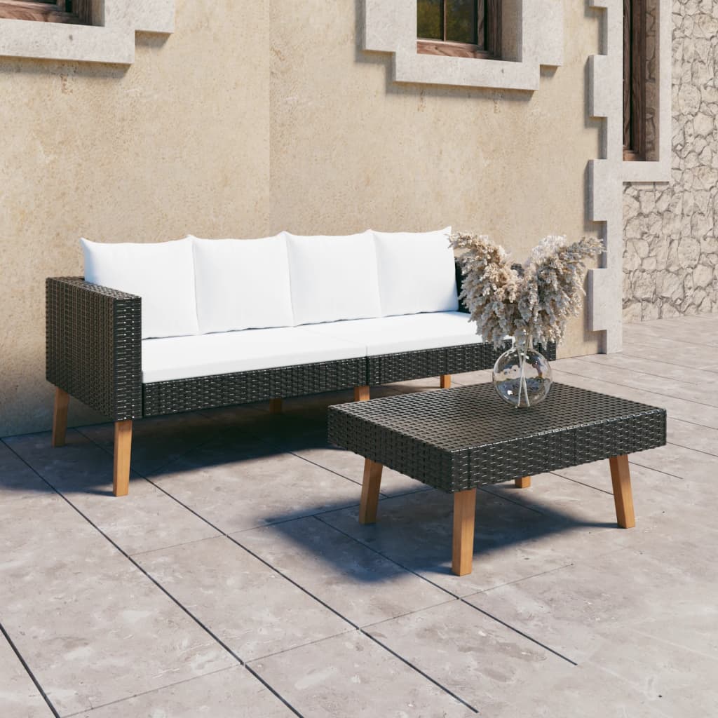 vidaXL 6-delige Loungeset met kussens poly rattan grijs