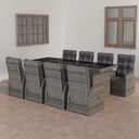 vidaXL 9-piece Garden Lounge Set with Cushions Poly Rattan Grey