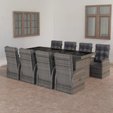 vidaXL 9-piece Garden Lounge Set with Cushions Poly Rattan Grey
