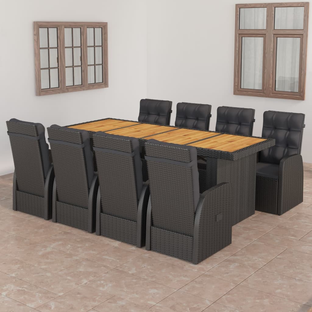 vidaXL 9-piece Garden Lounge Set with Cushions Poly Rattan Grey