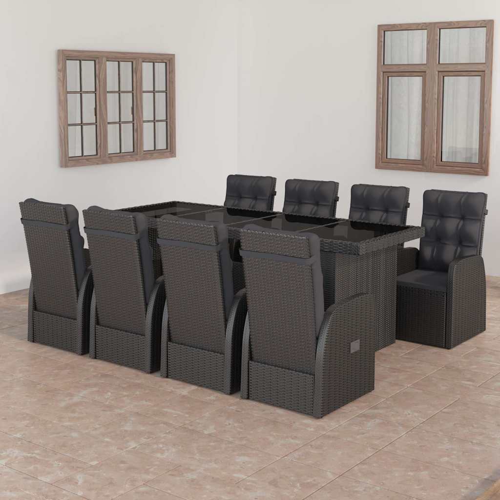 vidaXL 9-piece Garden Lounge Set with Cushions Poly Rattan Grey