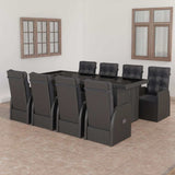 vidaXL 9-piece Garden Lounge Set with Cushions Poly Rattan Grey