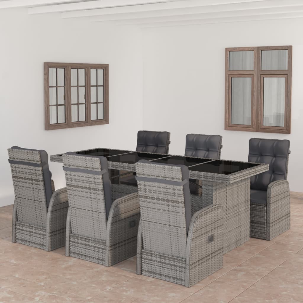 vidaXL 9-piece Garden Lounge Set with Cushions Poly Rattan Grey