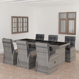 vidaXL 9-piece Garden Lounge Set with Cushions Poly Rattan Grey