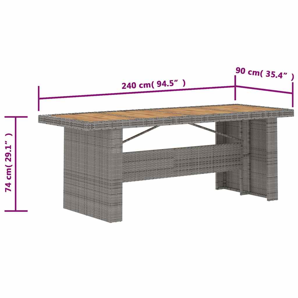 vidaXL 9-piece Garden Lounge Set with Cushions Poly Rattan Grey