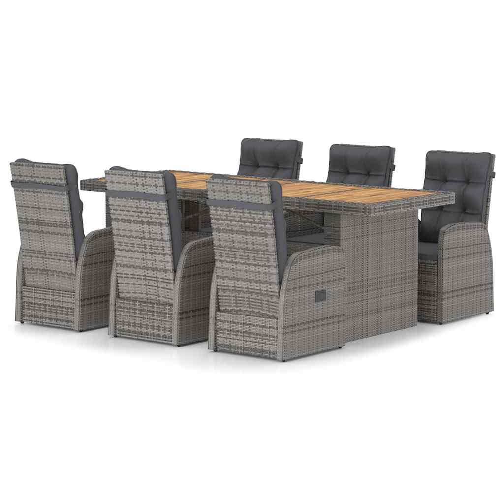 vidaXL 9-piece Garden Lounge Set with Cushions Poly Rattan Grey