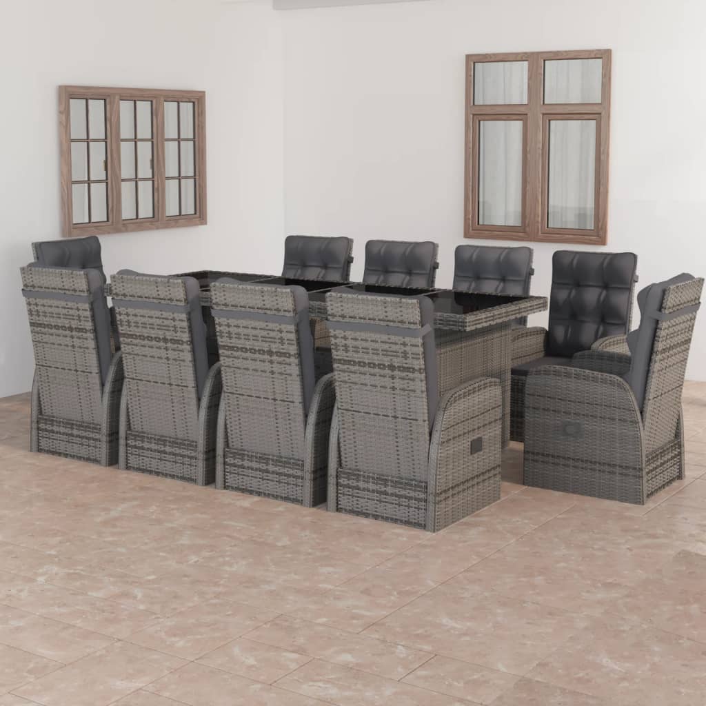 vidaXL 9-piece Garden Lounge Set with Cushions Poly Rattan Grey