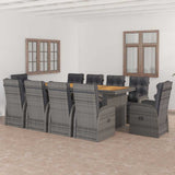 vidaXL 9-piece Garden Lounge Set with Cushions Poly Rattan Grey