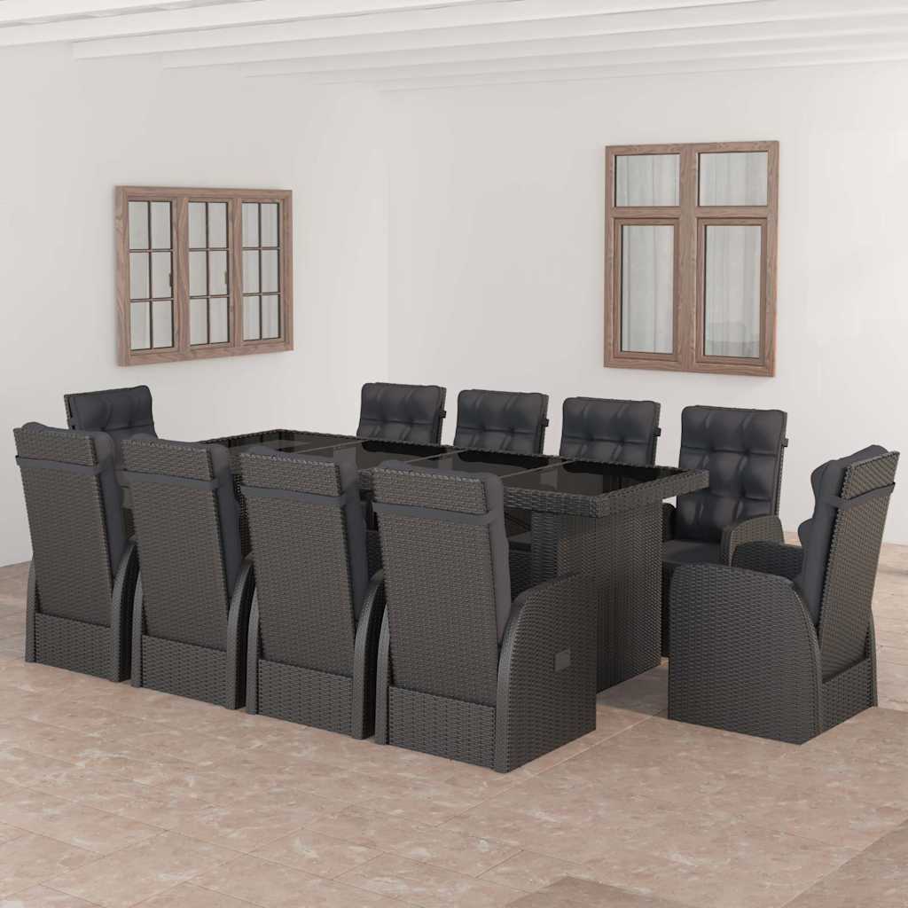 vidaXL 9-piece Garden Lounge Set with Cushions Poly Rattan Grey