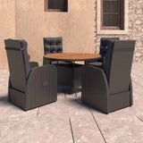 vidaXL 5-Piece Garden Lounge Set with Cushions Poly Rattan Black