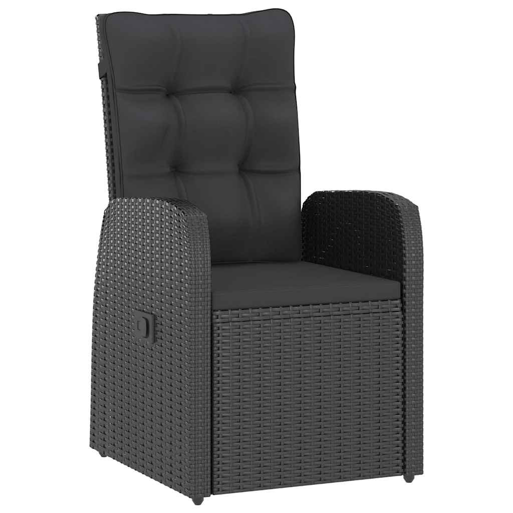 vidaXL 5-Piece Garden Lounge Set with Cushions Poly Rattan Black