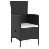vidaXL 5-delige Tuinset met kussens poly rattan zwart