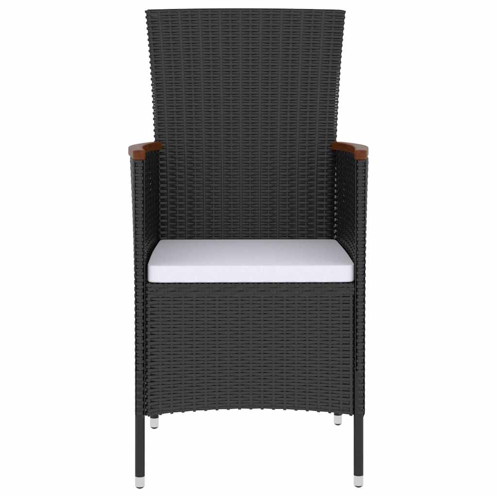 vidaXL 5-delige Tuinset met kussens poly rattan zwart