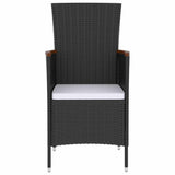 vidaXL 5-delige Tuinset met kussens poly rattan zwart