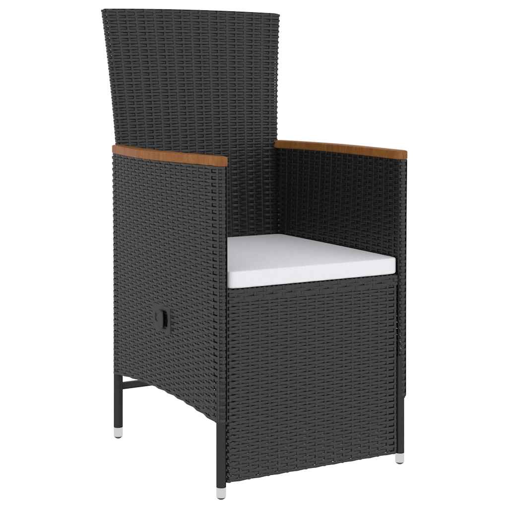 vidaXL 5-delige Tuinset met kussens poly rattan zwart