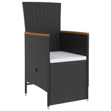 vidaXL 5-delige Tuinset met kussens poly rattan zwart