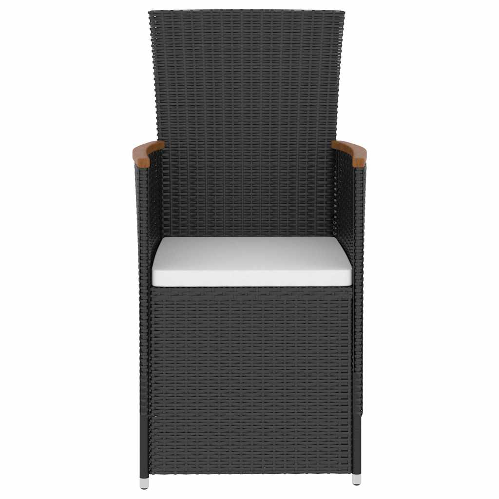 vidaXL 5-delige Tuinset met kussens poly rattan zwart