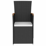 vidaXL 5-delige Tuinset met kussens poly rattan zwart