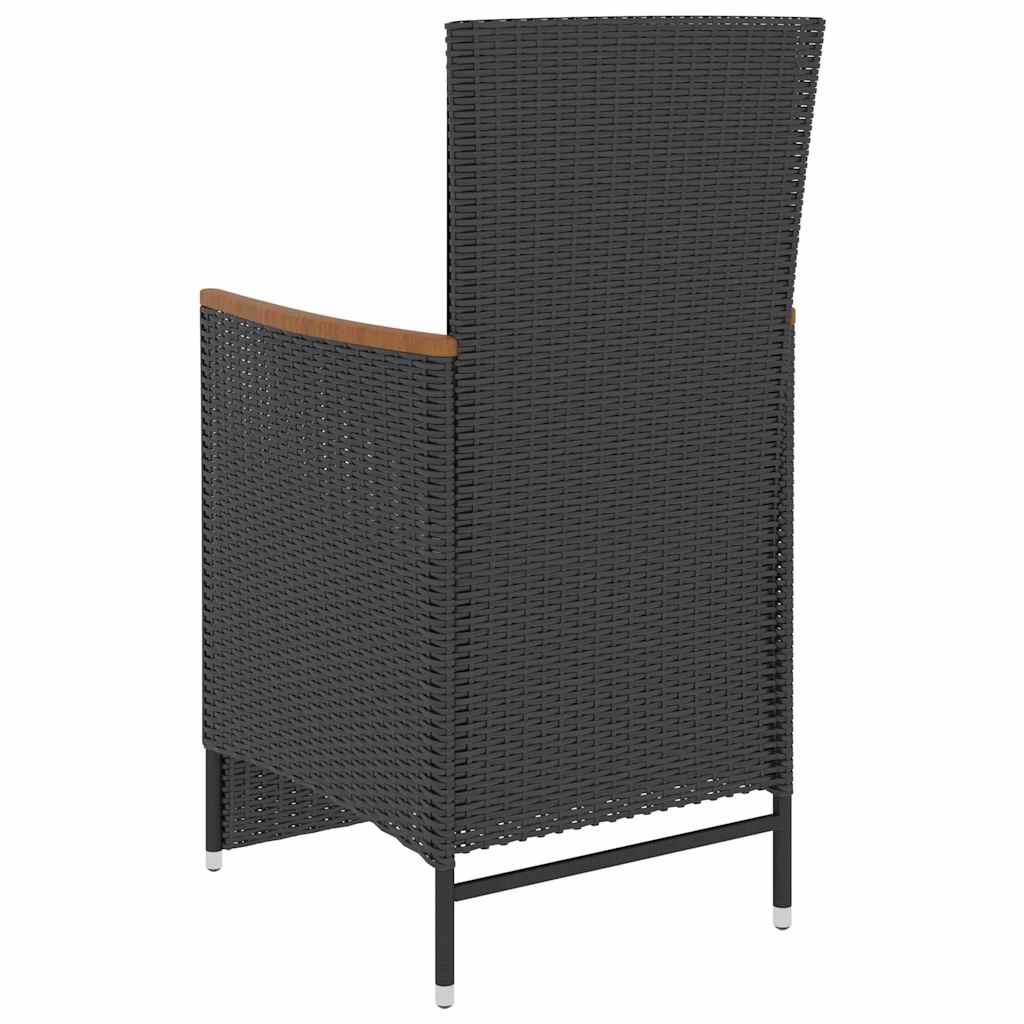 vidaXL 5-delige Tuinset met kussens poly rattan zwart
