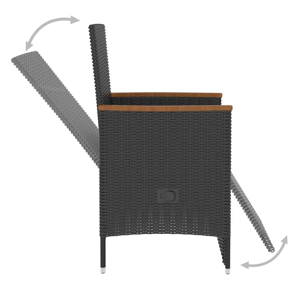 vidaXL 5-delige Tuinset met kussens poly rattan zwart