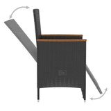 vidaXL 5-delige Tuinset met kussens poly rattan zwart