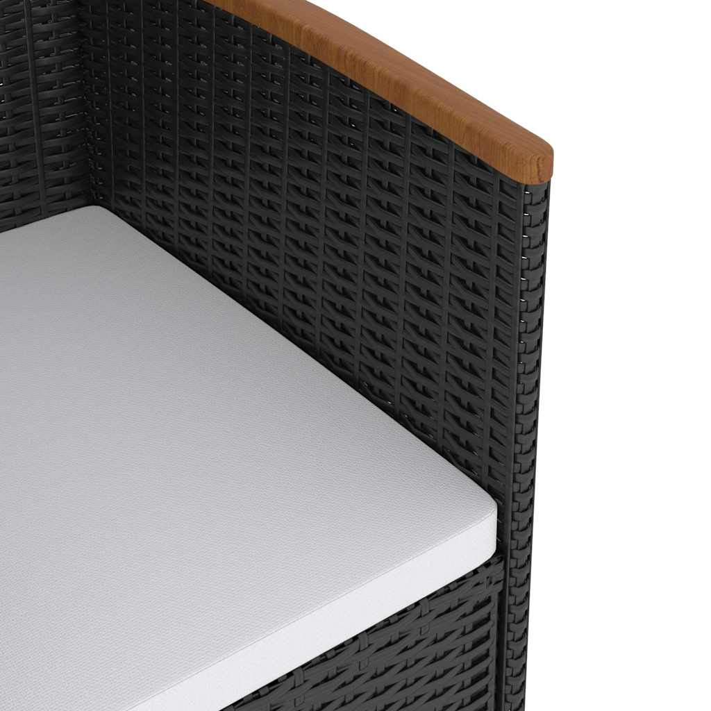 vidaXL 5-delige Tuinset met kussens poly rattan zwart