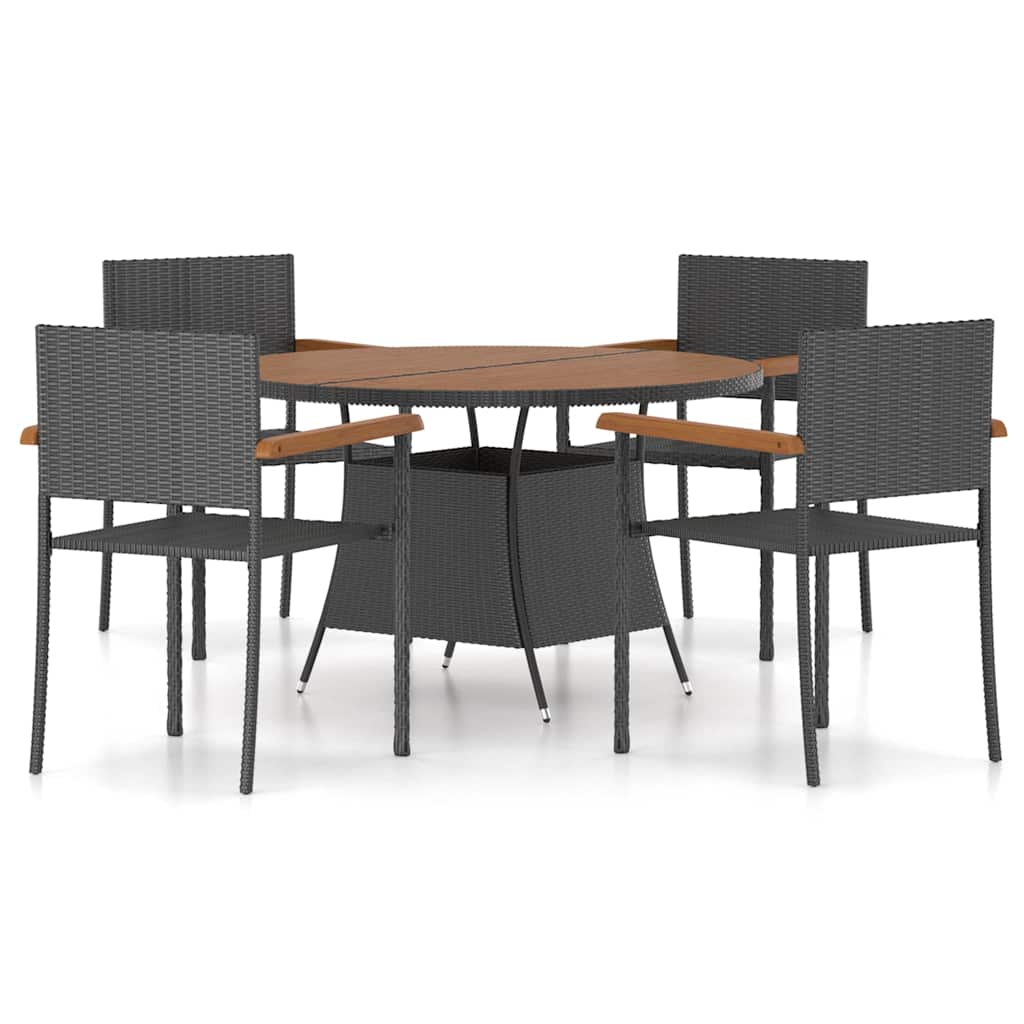 vidaXL 5-piece Garden Dining Set Poly Rattan Black