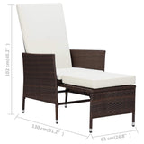 vidaXL 3-delige Loungeset met kussens poly rattan zwart