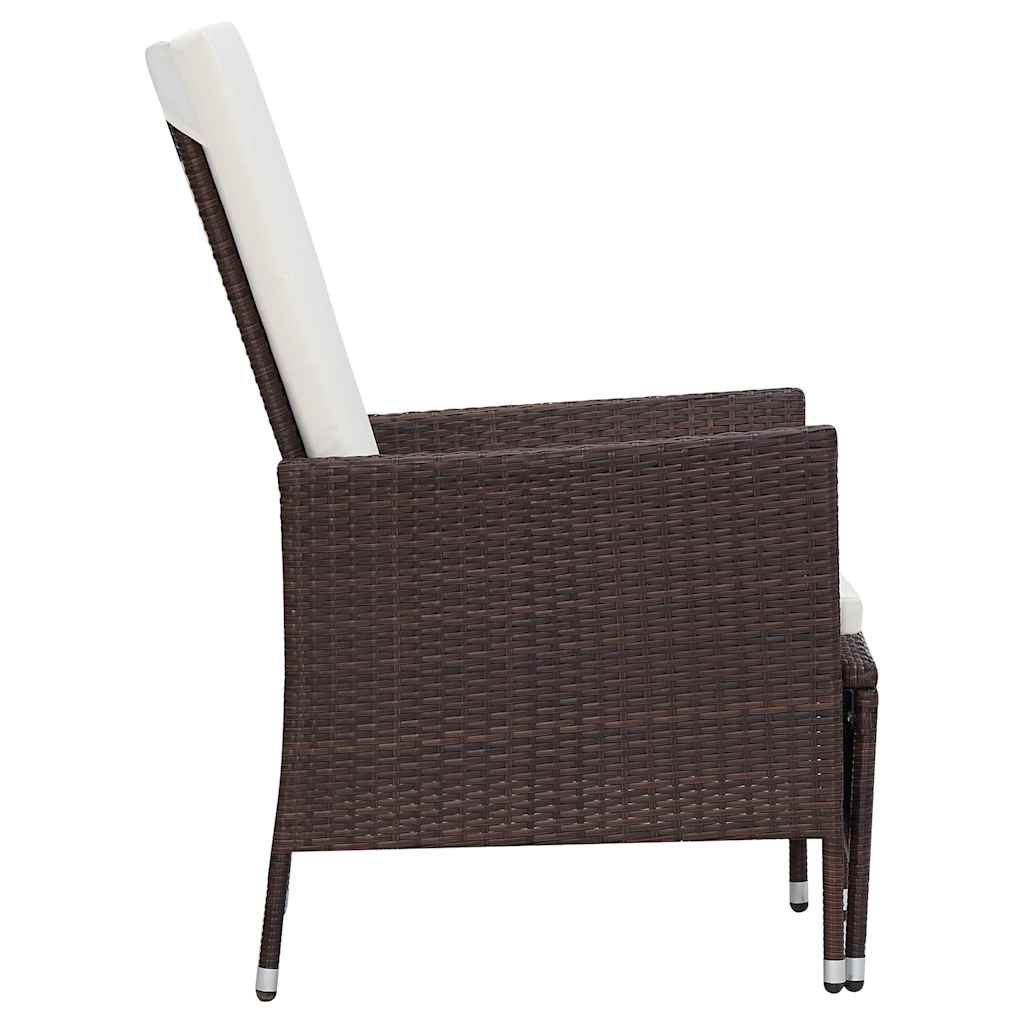 vidaXL 3-delige Loungeset met kussens poly rattan zwart