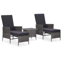 vidaXL 3-delige Loungeset met kussens poly rattan zwart