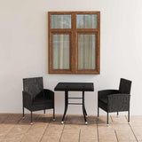 vidaXL 3-Piece Garden Lounge Set Poly Rattan Black