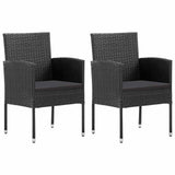 vidaXL 3-Piece Garden Lounge Set Poly Rattan Black
