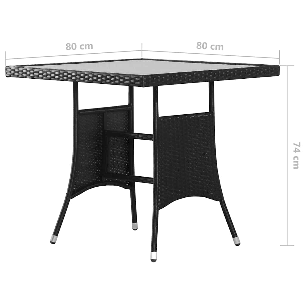 vidaXL 3-Piece Garden Lounge Set Poly Rattan Black