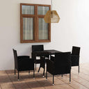 vidaXL 5-piece Garden Dining Set Poly Rattan Black