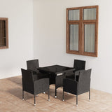 vidaXL 5-piece Garden Dining Set Poly Rattan Black