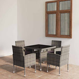 vidaXL 5-piece Garden Dining Set Poly Rattan Black