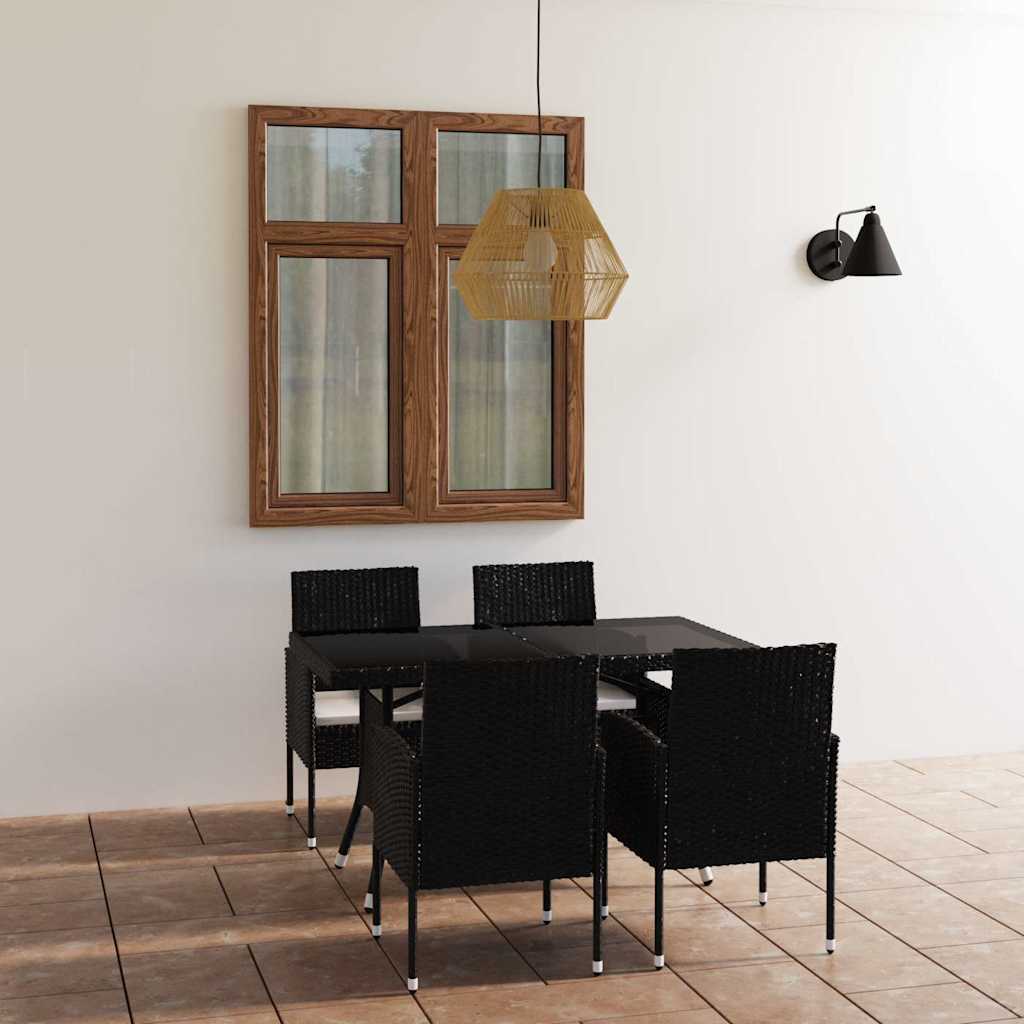 vidaXL 5-piece Garden Dining Set Poly Rattan Black