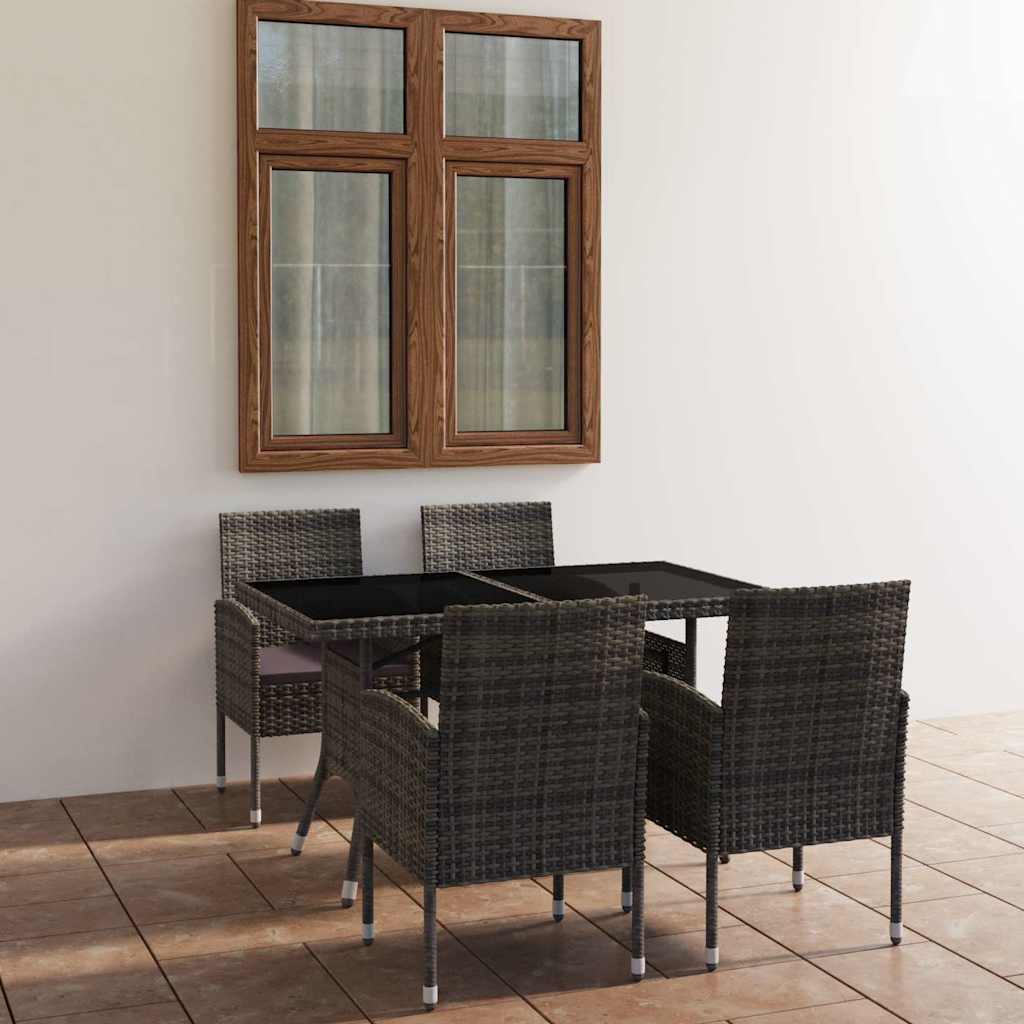 vidaXL 5-piece Garden Dining Set Poly Rattan Black