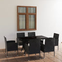 vidaXL 7-delige Tuinset poly rattan zwart