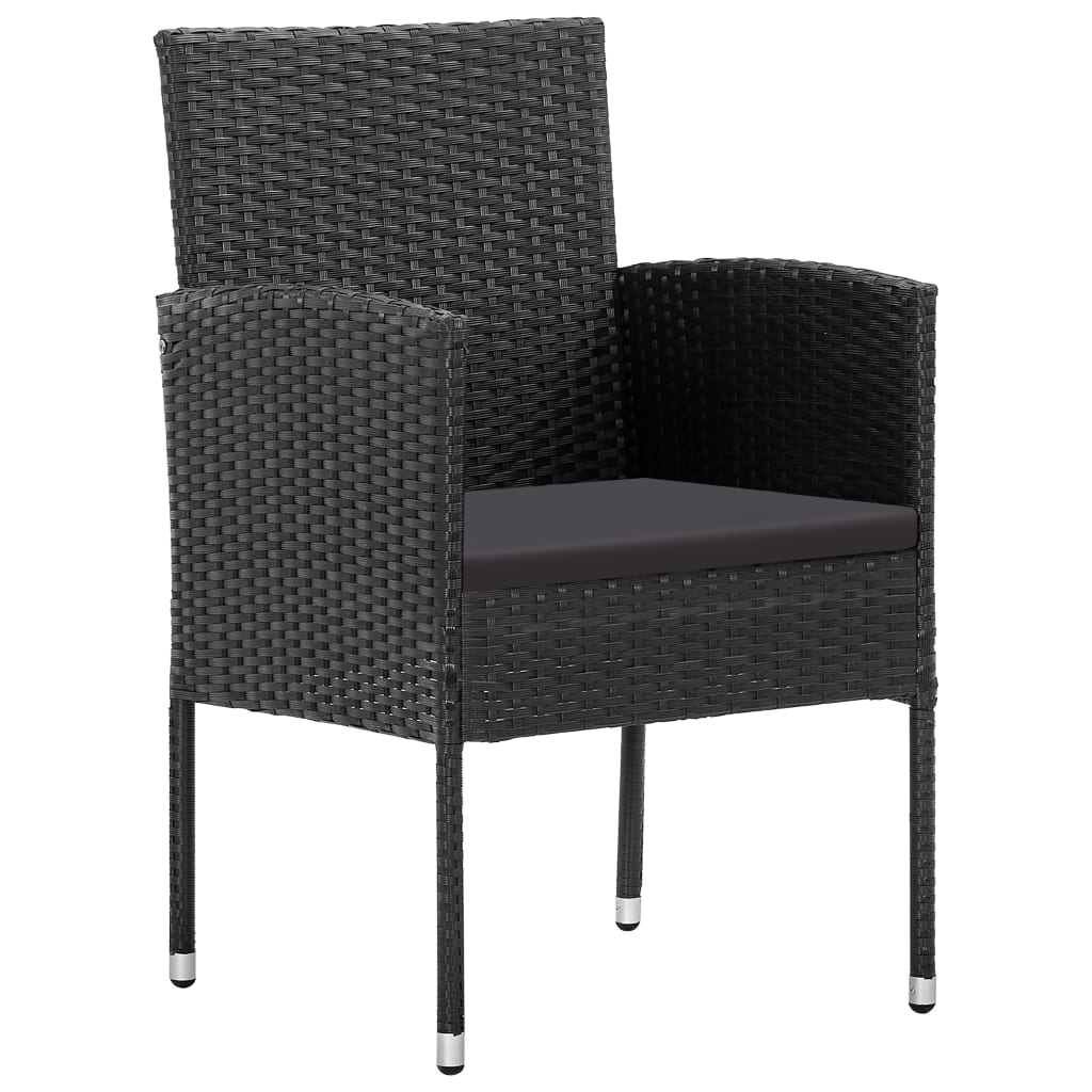 vidaXL 7-delige Tuinset poly rattan zwart