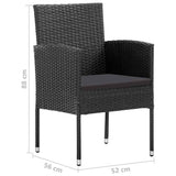 vidaXL 7-delige Tuinset poly rattan zwart