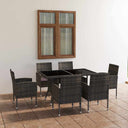vidaXL 7-delige Tuinset poly rattan zwart